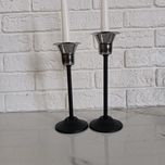 شمعدان فلزی مشکی مدل لاله ست دو عددی SH01