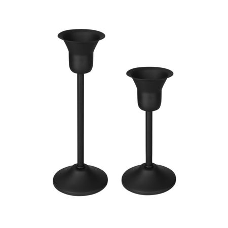 شمعدان فلزی مشکی مدل لاله ست دو عددی SH01