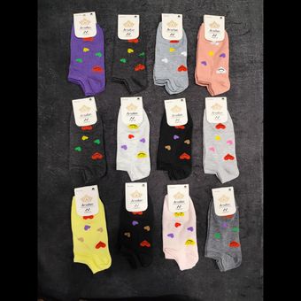 جوراب مچی قلبی میکس رنگی جین 12تایی کد 12201000