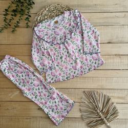 ست راحتی ریلی دخترانه | طرح بنفشه | 1 تا 12 سال