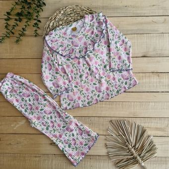 ست راحتی ریلی دخترانه | طرح بنفشه | 1 تا 12 سال