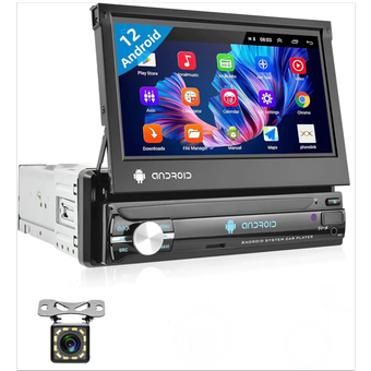 پخش‌کننده خودرو Podofo Android 13 1 DIN با GPS، Wi-Fi و دوربین دنده عقب اصلی