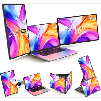 مانیتور قابل حمل سه‌گانه برای لپ‌تاپ – NGTeco 16" Triple Laptop Screen Extender