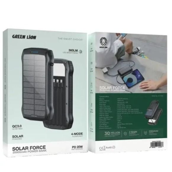 پاوربانک خورشیدی 20000 گرینلاین Solar Force 2