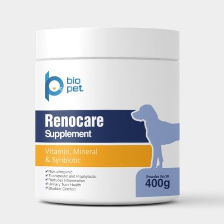 مکمل سیستم ادراری سگ بایو پت مدل Renocare وزن 400 گرم