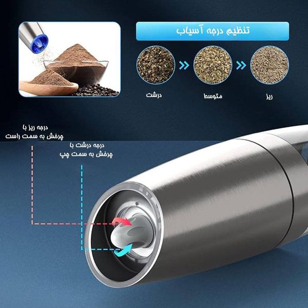 فلفل نمک ساب اتوماتیک باطری خور وارداتی برند GRINDER،روش ارسال با هماهنگی مشتری عزیز