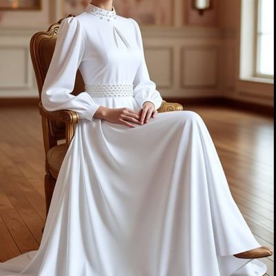 پیراهن مجلسی ماکسی مازراتی سفید تینا مرواریدی