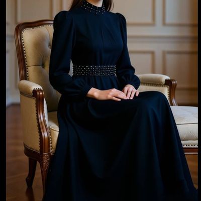 پیراهن مجلسی مازراتی تینا مرواریدی مشکی 1