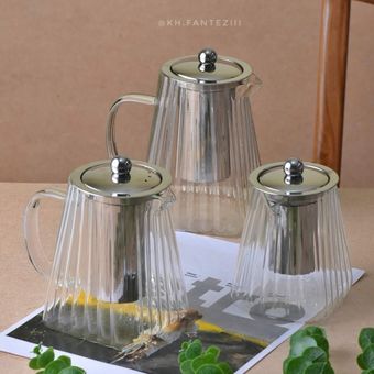 قوری پیرکس شیار دار سفید