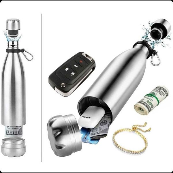 🧊🕵️‍♂️ فلاسک تمام استیل استوانه‌ای محفظه مخفی‌دار | ظرفیت 1 لیتر