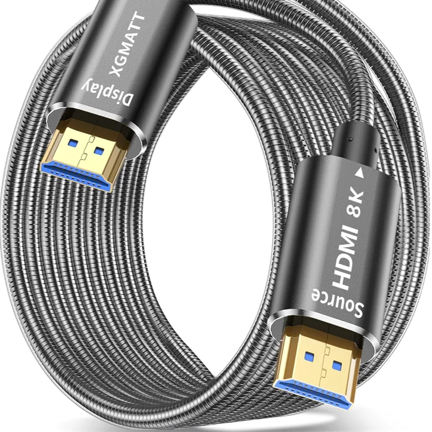 XGMATT 8K HDMI Fibre Optic Cable 25m Steel Armour – کابل فیبر نوری با زره فولادی برای انتقال 8K در مسافت‌های طولانی