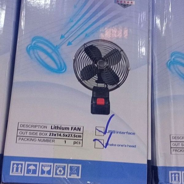 پنکه شارژی فلزی (پنکه نیسانی) FAN LITHIUM | دو باطری | فوق‌حرفه‌ای