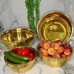 ست آبکش لگن 5 پارچه استیل طلایی