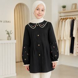 تونیک دخترانه مانتویی شکوفه | 8 تا 15 سال | لینن درجه یک