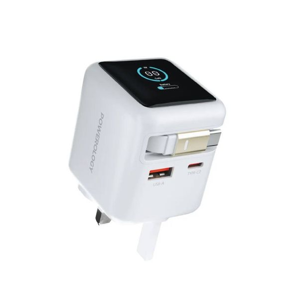شارژر دیواری فست شارژ Powerology (پاورولوژی) مدل Halo Dual-Port GaN Charger 70W