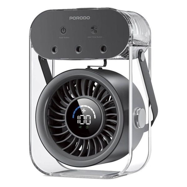 پنکه شارژی و رطوبت‌ساز (مِست فن - Mist Fan) قابل حمل از برند Porodo Lifestyle مدل PDLFSTZH26