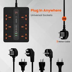 چندراهی برق و هاب شارژر هوشمند از برند پرودوPorodo مدل Multi-Port Super Hub با کابل 3 متری