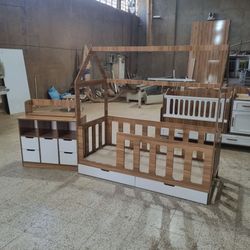 تخت کلبه مدل مونته سوری با دراور