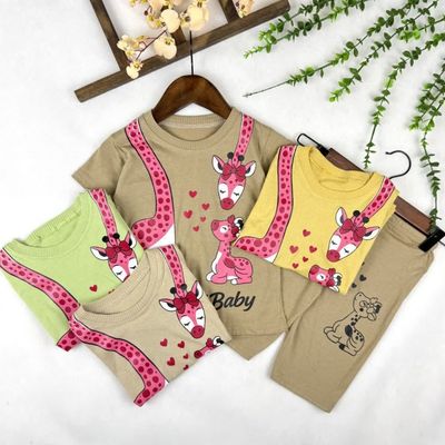 تیشرت شلوارک زرافه رنگی
