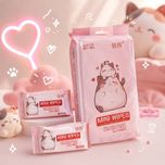دستمال مرطوب مینی QIAN HUI مدل Mini Wet Wipes طرح پیشی صورتی
