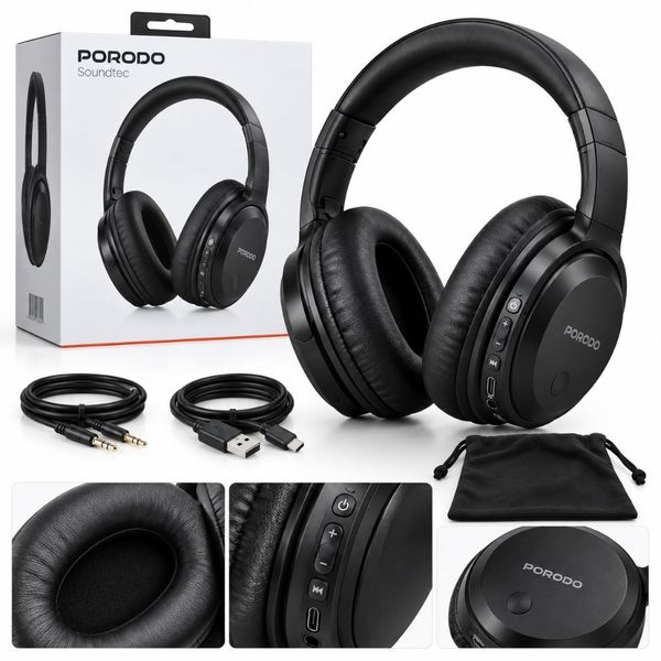 هدفون بی‌سیم و باسیم پرودو مدل PDSJH820 | درایور 40 میلی‌متری و 3 حالت اکولایزر | شارژدهی 25 ساعته و مکالمه شفاف