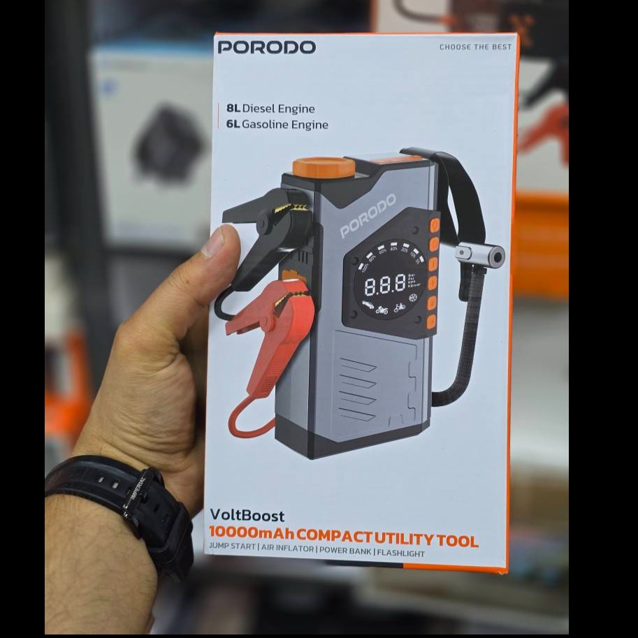 چامپ استارتر 10000mAh چندکاره مدل PDPBA10GY برند PORODO