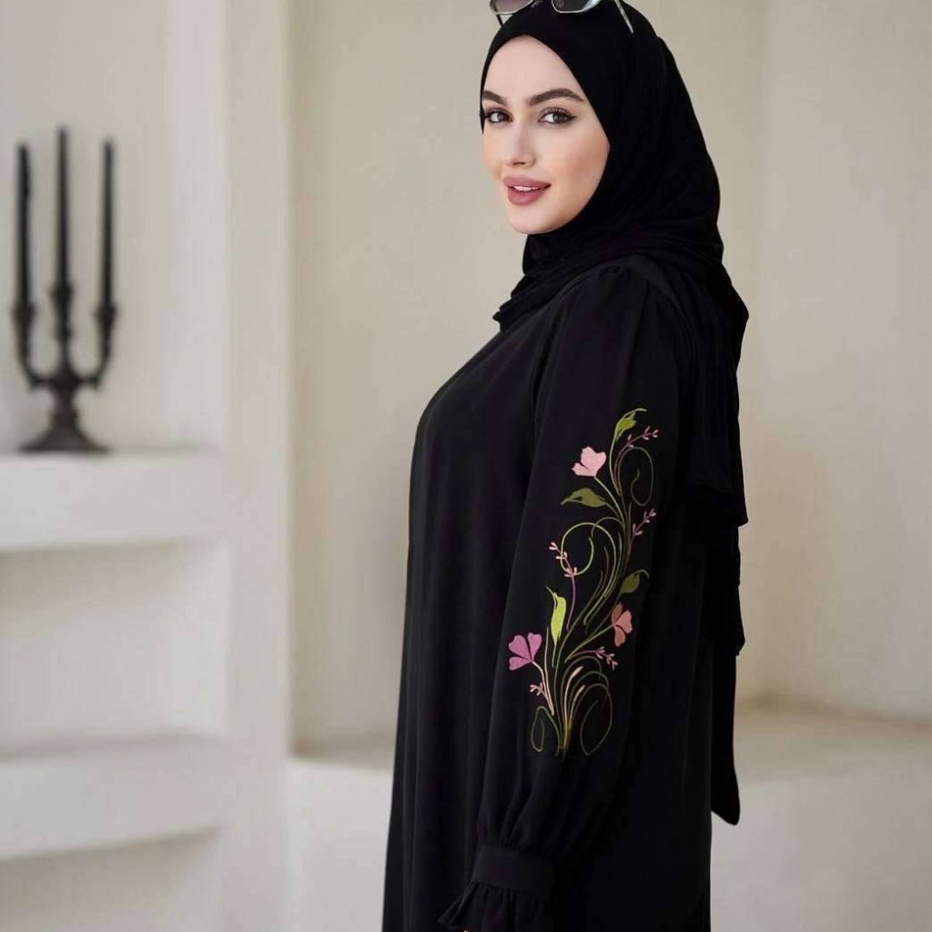 پیراهن عبایی گلدوزی‌ شده مدل ارکیده