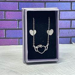 نیم ست شن پاش نقره ای مدل قلب بالدار