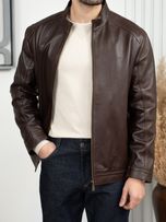 کاپشن چرم طبیعی قهوه ای j197