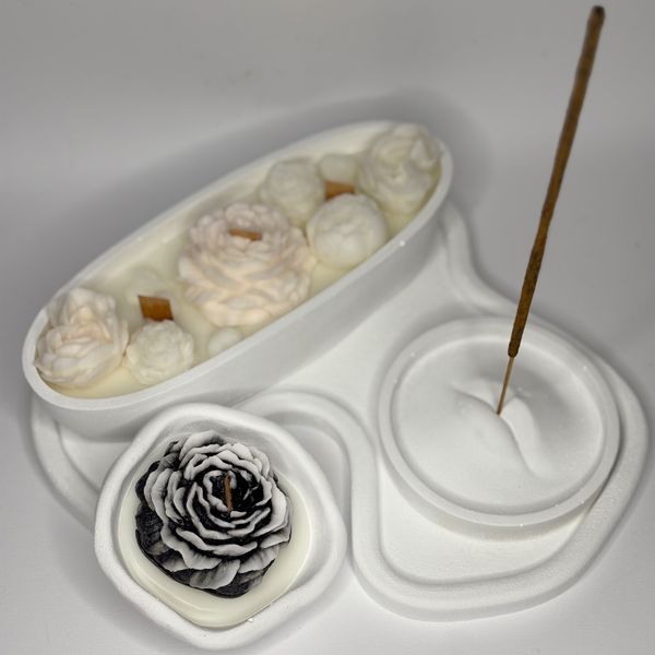 ست آرامش سنگی – شمع و جاعودی دست‌ساز