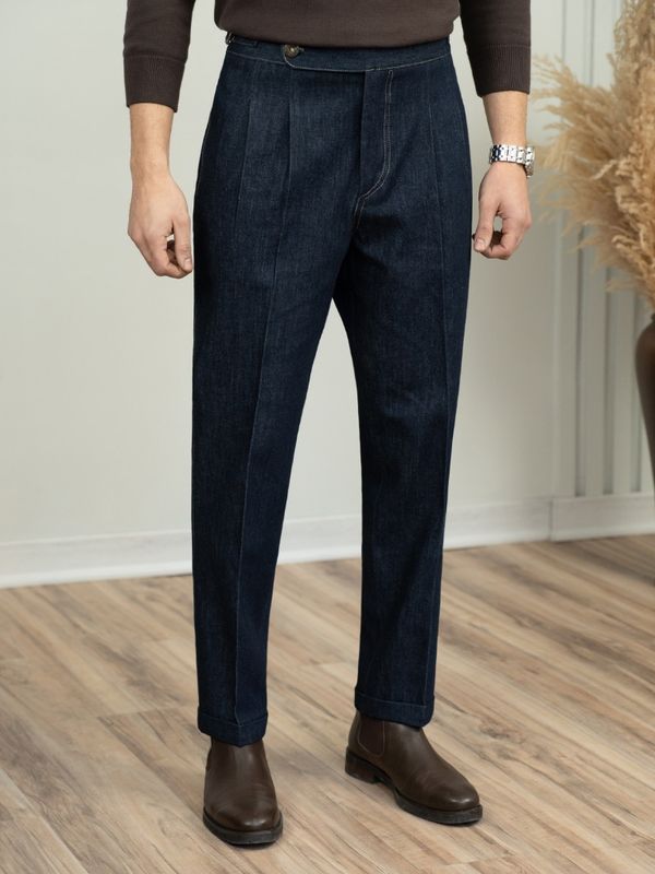 شلوار جین سرمه ای سگک دار کد p295