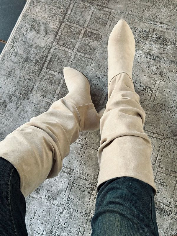 بوت بلند چروک پاشنه دار