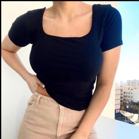 تیشرت زنانه و دخترانه مدل یقه خشتی