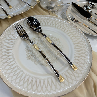 سرویس قاشق چنگال 30 نفره طلایی مدل 450