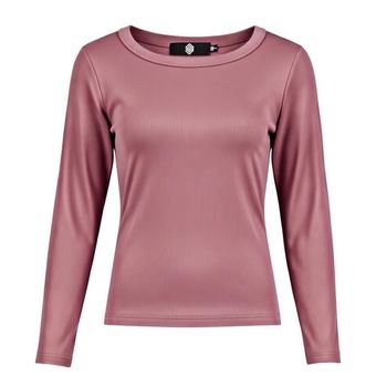 بلوز آستین بلند زنانه پپا مدل Roundneck رنگ صورتی چرک