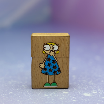 فندک طرح زیپو با روکش چوبی فانتزی طرح WOW