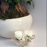 شمع استوانه ای پایه سنگ مصنوعی - ساده