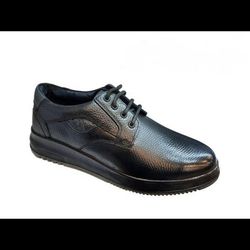 کفش تمام چرم مردانه رخشی PU بندی مشکی