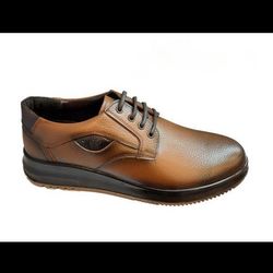 کفش تمام چرم مردانه رخشی PU بندی عسلی