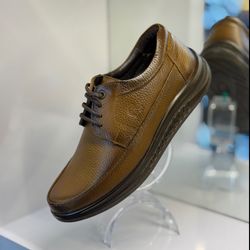 کفش تمام چرم مردانه رخشی PU بندی عسلی کد01