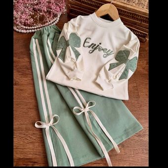 بلوز شلوار دخترانه پاپیون سایز 45 تا 65