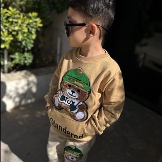 ست کودک شنل خرسی (خردلی تیره و کرم)