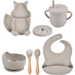 سرویس غذاخوری سیلیکونی 8 پارچه کودک مدل سنجاب