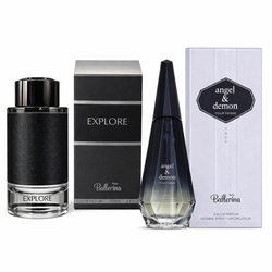 ادو پرفیوم مردانه بالرینا مدل EXPLORE حجم 100 میل به همراه ادوپرفیوم زنانه بالرینا مدل ANGEL & DEMON حجم 100 میل
