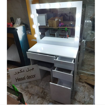 میز آرایشی 4 کشو با آینه هالیوودی تمام MdF