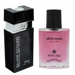 ادو پرفیوم مردانه بالرینا مدل SILVER SCOUND حجم 100 میل به همراه عطر جیبی مردانه وودی سنس مدل Silver Scent حجم 30 میل