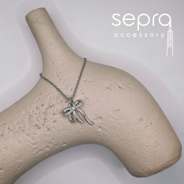 گردنبند زنانه پاپیون نگین دار استیل رنگ ثابت