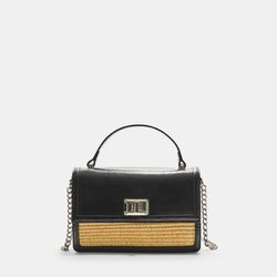 کیف دوشی استرادیواریوس مشکی حصیری(Stradivarius )