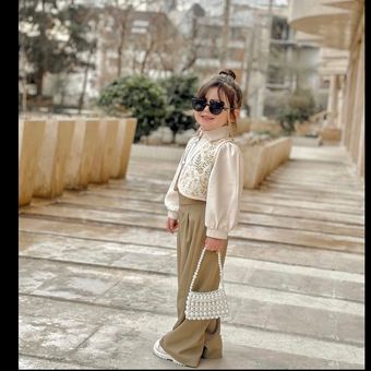 ست شومیز و جلیقه و شلوار جنس مازراتی و کت‌ گلدوزی شده لینن 2 تا 13 سال