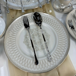 سرویس قاشق چنگال 30 نفره نقره ای مات مدل 288